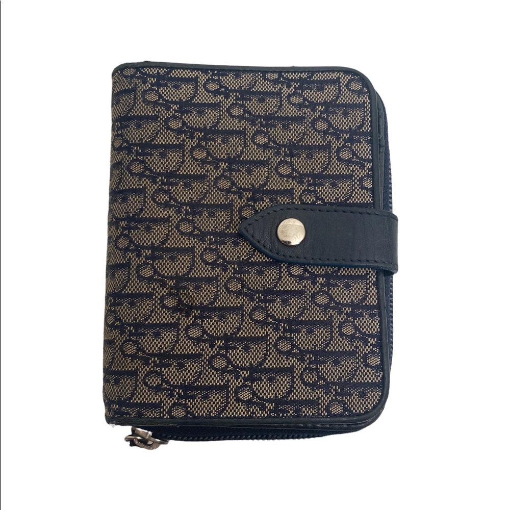 Dior Monogram Blue Leather Snap Wallet
